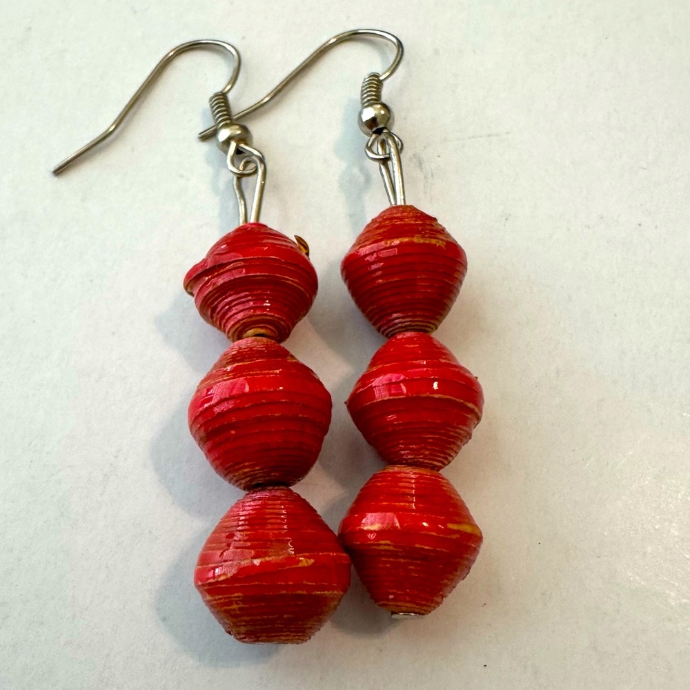 NWOT Ugandan Handmade Paper Bead Earrings